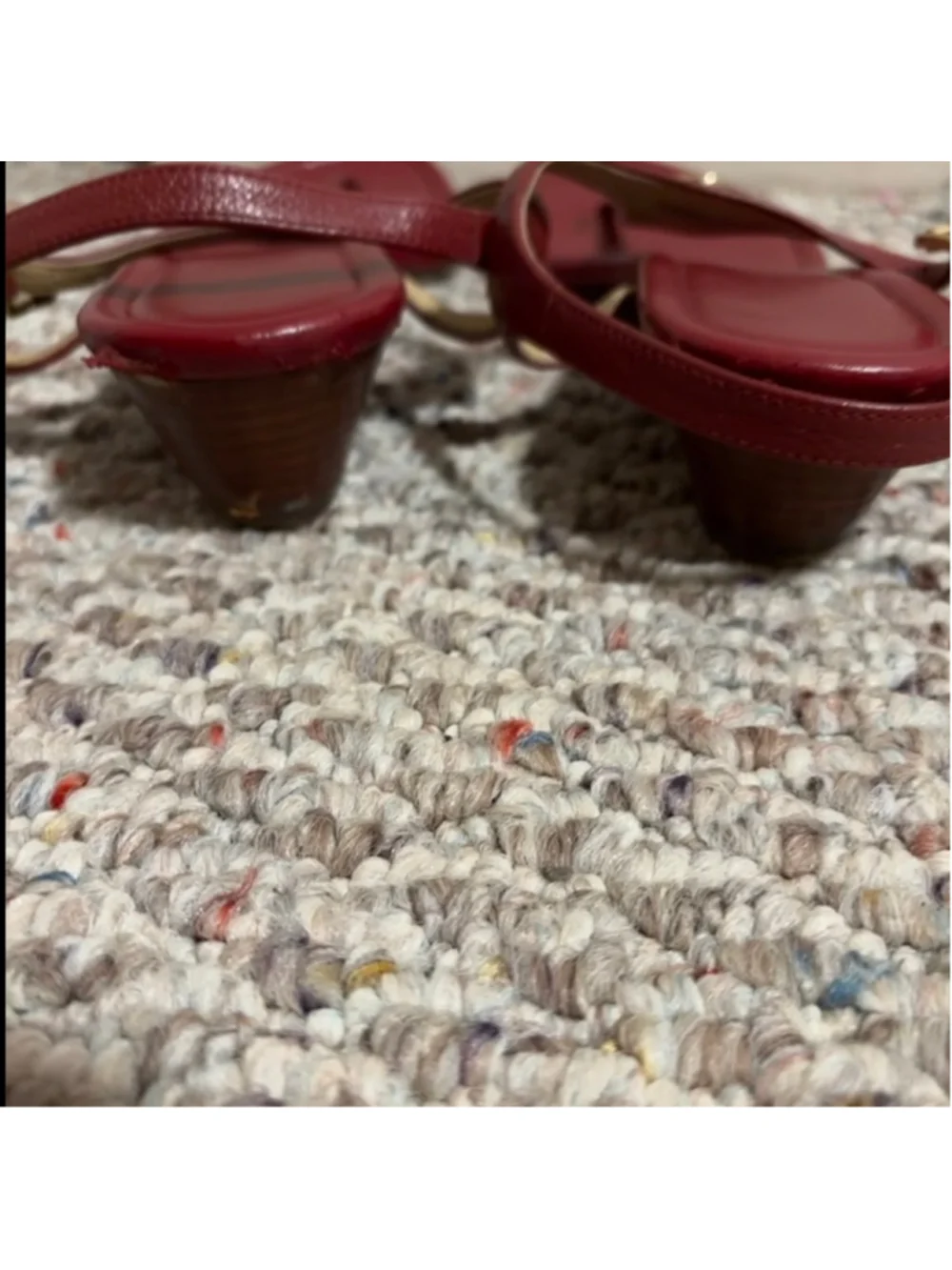 Michael Kors Burnt Red Ramona Leather Mini Wedge Sandals Sandals- Size 9.5